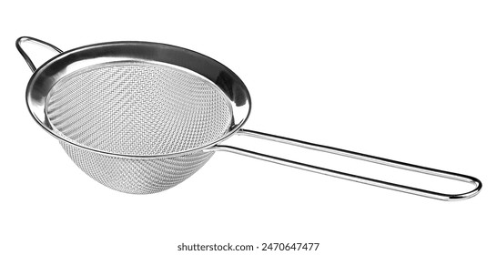 Metal mesh isolated on a white background. Tea strainer. Sieve for cooking.