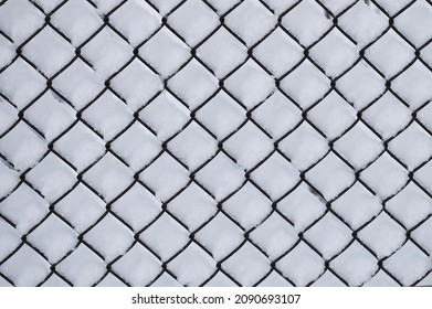 metal mesh. in the photo, a grid on a white snowy background