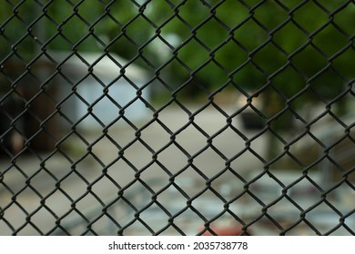 Metal mesh. The texture of the fence. Mesh industrial material made of steel.
