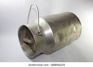 Metal Milk Canister With White Background