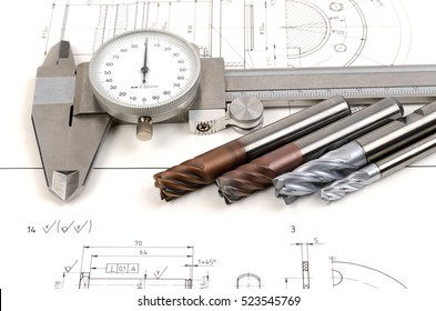 Metal Milling Tools For Cnc Machine On White Background