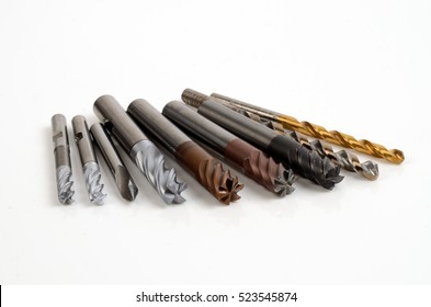 Metal Milling Tools For Cnc Machine On White Background