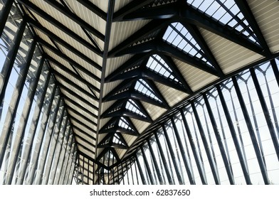 Metal Modern Architecture In Lyon Airport