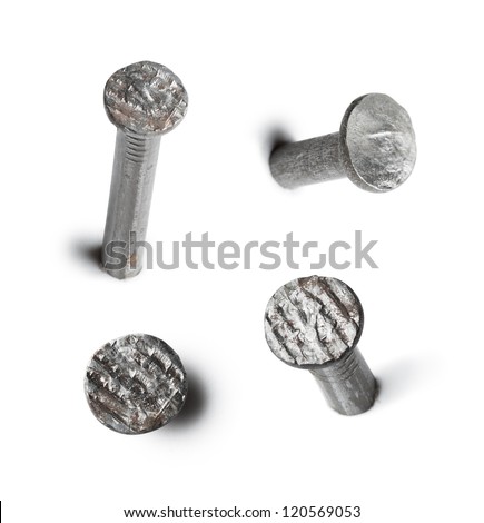 metal nail head set isolated on white