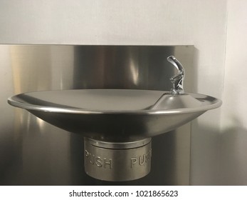 Metal Office Water Fountain With Push Button Below Spout