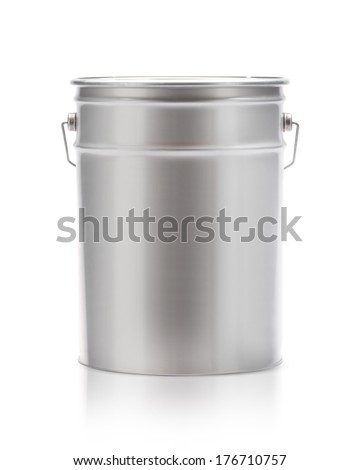 Metal painting Pail isolated on white, (clipping work path included).