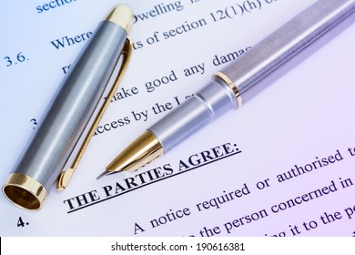 Metal Pen With Agreement Between Landlord And Tenant