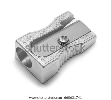 Metal Pencil Sharpener Isolated on White Background.