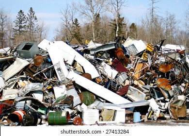 Metal Pile At The Local Land Fill On A Sunny Day