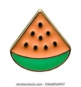 Metal pin in the form of a slices of watermelon in a section. Stylish fashion accessory. - Powered by Shutterstock