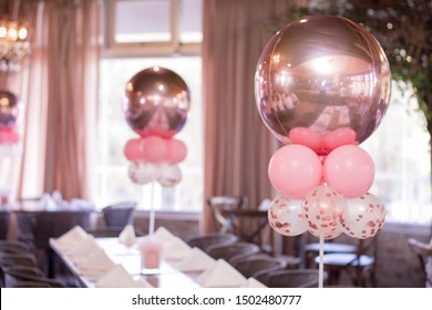 metal pink ballons birthday decoration