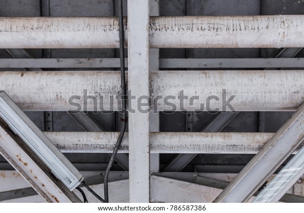 Metal Pipeline Under Concrete Ceiling Department Stock Photo Edit