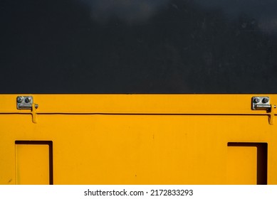 Metal Plate Texture. Grey And Yellow Painted Metallic Plate  Surface.
Yellow And Gray Random Rectangle Pattern Background. 