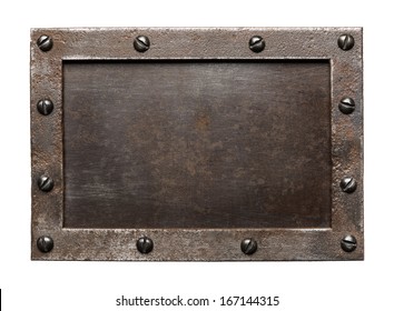 Metal plate texture with screws.