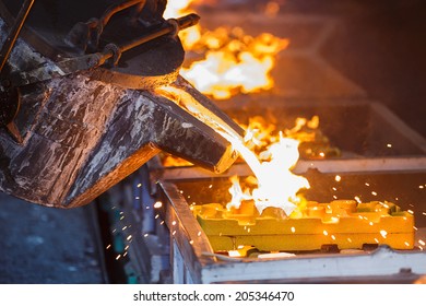 Metal Pouring In Casting Line Production