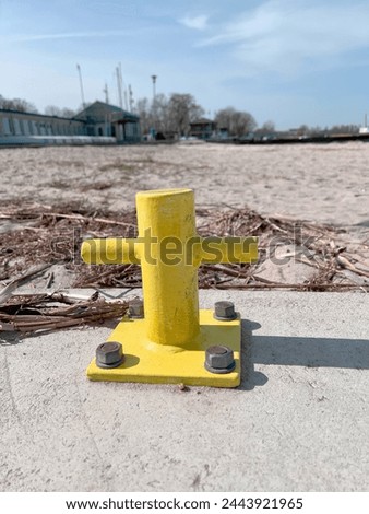 Metal protective post for attaching mooring lines for ships, seaside infrastructure Maritime infrastructure, Seaside mooring, Pier post, Nautical equipment, Seaside safety, Harbor post, Marine post