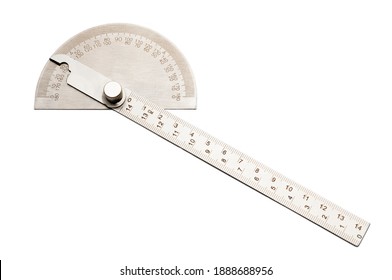 Metal Protractor Angle Finder Isolated On White Background