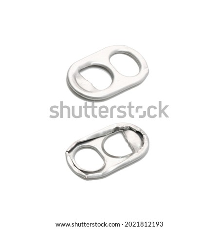 Metal ring pull of a can cap isolated on a white background.