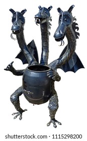 Metal Roaster In The Shape Slavic Dragon, Isolated On A White Background