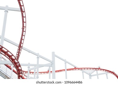 Metal roller coaster  structure on white background - Shutterstock ID 1096664486