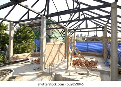 Metal Roof Structure Of Under Construction House