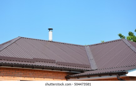 Metal Roofing Construction Gutter System Asbestos Stock Photo 504473581 ...