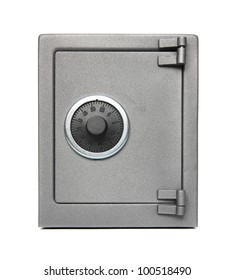 The Metal Safe On A White Background.