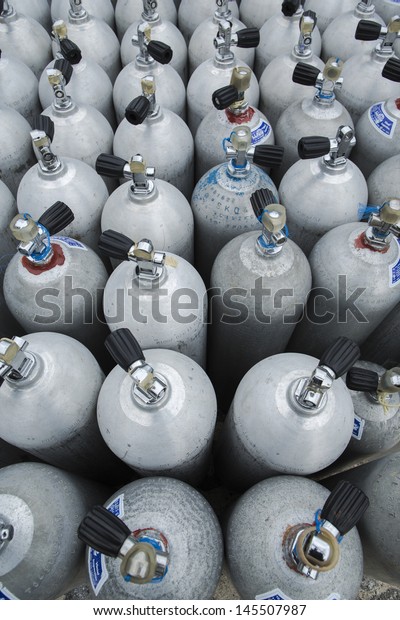 Metal Scuba Diving Oxygen Tanks Royalty Free Stock Image