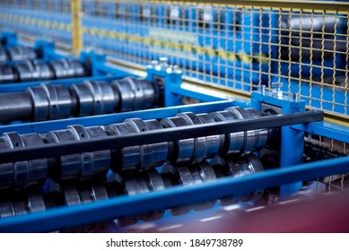 Metal sheet forming machine at the modern metalwork factory. - Shutterstock ID 1849738789
