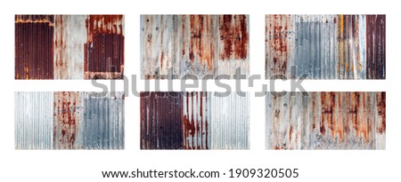 metal sheet roof texture background. rusty roof isolated with clipping path on white background