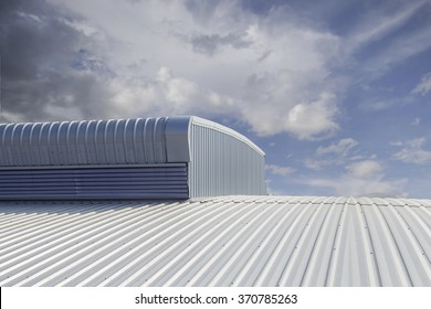 metal sheet  roofing on commercial construction with blue sky