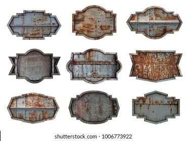 Metal Sign Plate Texture Background Isolated On White