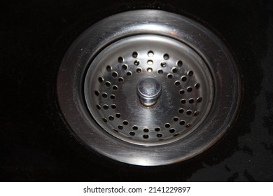 Metal Sink Drain Hole Close-up