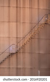 Metal Staircase At The Outside Of A Fuel Storage Tank