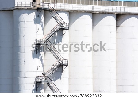 Metal stairs on grain elevator