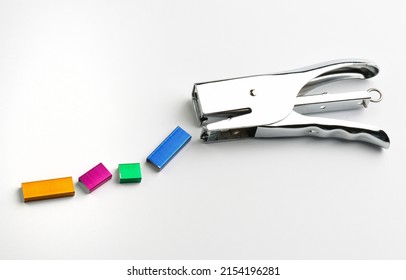 Metal stapler and colorful metal staples