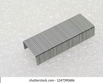 Metal staples isolated on white background.