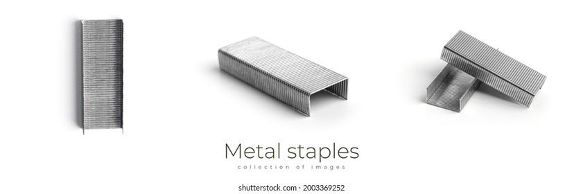 Metal staples isolated on a white background. High quality photo