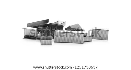 Metal staples for stapler isolated on white background