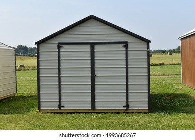 Metal Storage Shed On A Lot