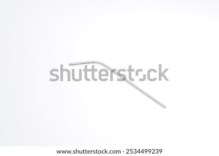 Metal straw to use instead of plastic one. 3d illustration isolated on white background. Blank white straight and bended straw mockup, top view, isolated, 3d rendering. Empty tubule mock up

