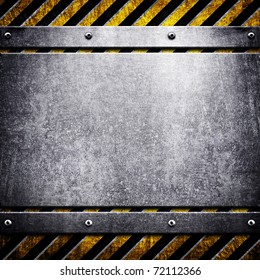 metal template with warning stripe