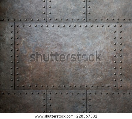 metal texture with rivets as steam punk background