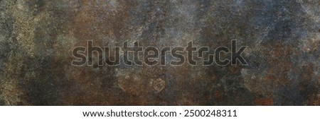 Metal texture with a rusty surface. Rusted background. Grunge background. Banner with scratches. 