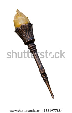 Metal torch isolated on white background. Space for lettering or design.