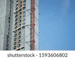 Metal track line structure for elevator supply of building construction site ,bottom view