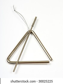 Metal Triangle On White Background,  Music Instrument