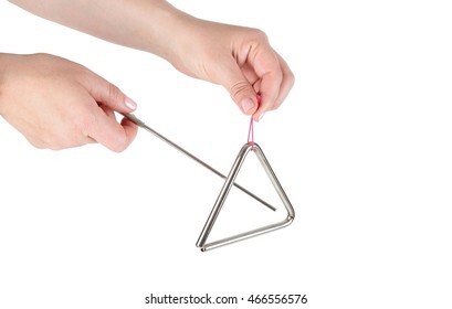 Metal Triangle On White Background, Music Instrument