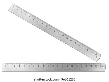 Metal twenty centimeters ruler isolated on white