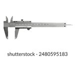 metal vernier caliper, construction and working measuring tool, isolated on a white background